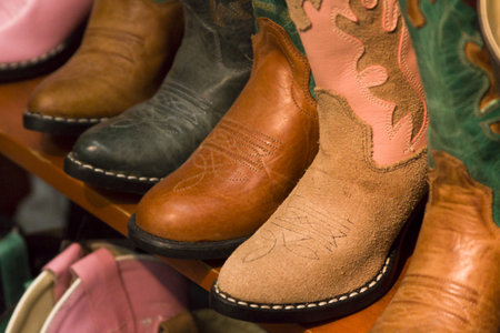 Cowboy boots on dispaly in the store.の写真素材