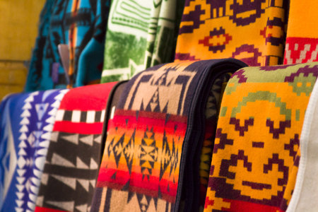 Cowboy blankets on dispaly in the store.