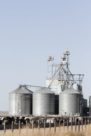 Active feed silos near beef farm.のeditorial素材