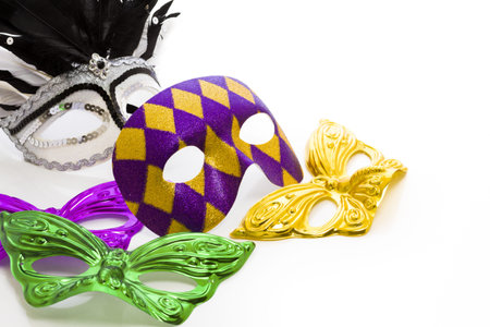 Mardi Gras masks on white backgound.の写真素材
