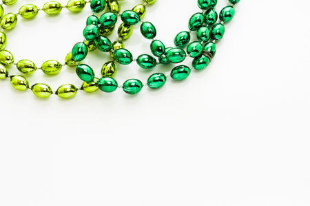 St. Patricks Day beads on white background.の写真素材
