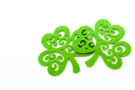St. Patricks Day doilies on white background.の写真素材