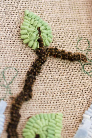 Work in progress of rug hooking.の写真素材