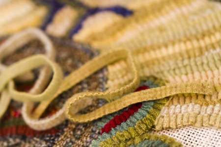 Work in progress of rug hooking.の写真素材