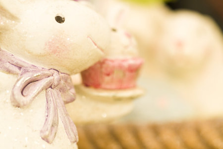 Easter rubbit figurine decorating a table.の写真素材