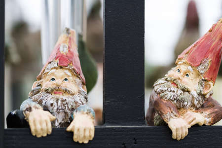handmade garden gnomes on the display.の写真素材