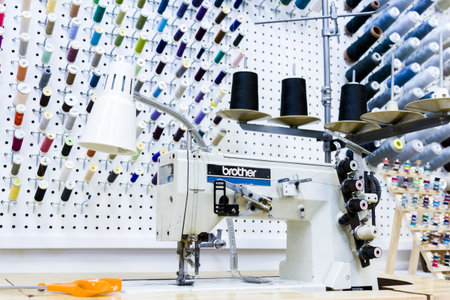 Sewing machine in tailor shop.