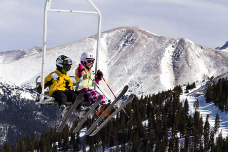 2012-2013 skiing season at Loveland ski resort, Colorado.のeditorial素材