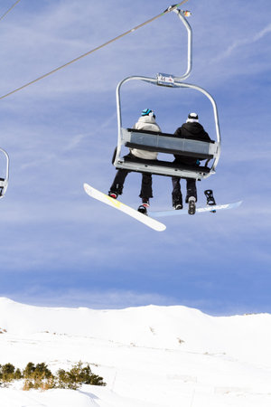 2012-2013 skiing season at Loveland ski resort, Colorado.のeditorial素材