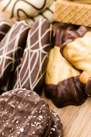 Assorted European cookies covered in Belgian chocolate.
