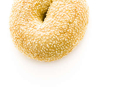 Freshly baked sesame seed bagelの写真素材