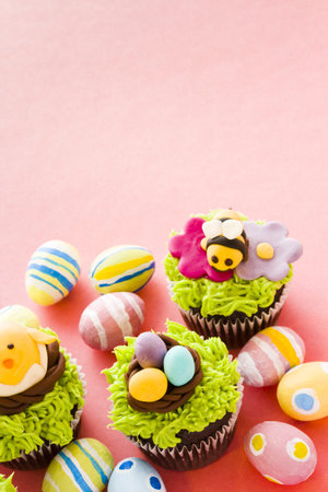 Gourmet chocolate Easter cupcakes individually decorated.