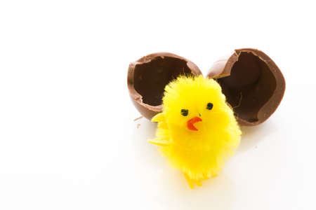 Chocolated Easter eggs wrapped in colorful foils.の写真素材