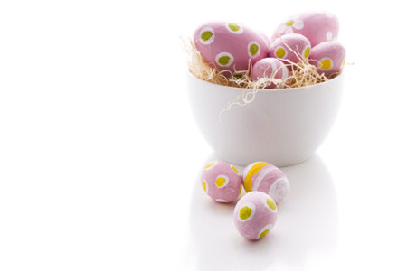 Hand painted Easter eggs wwith rought strokes of the brush.