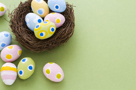 Hand painted Easter eggs wwith rought strokes of the brush.