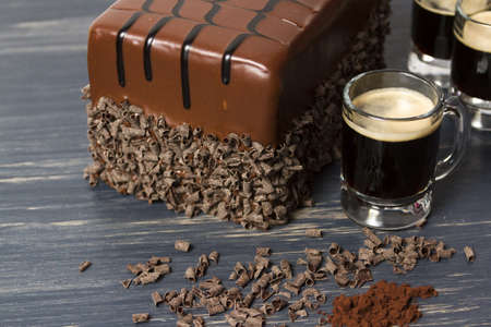 Lefthand brewery milk stout cake with  multiple layers of stout-infused chocolate cake, filled with stout chocolate mousse and covered in milk chocolate ganache.の写真素材