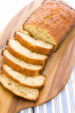 Homemade banana bread from classic recipe.