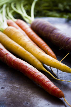Organic rainbow carrots from the local farm.の写真素材