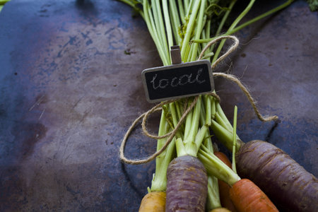 Organic rainbow carrots from the local farm.