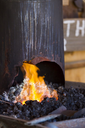 Demonstration of blacksmith art at the local  festival.