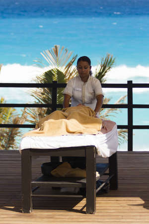 Outdoor spa in vacation resort in Mexico.のeditorial素材
