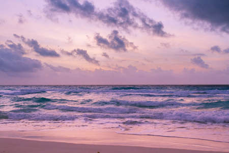 Sunrise on the beach of the Caribbean Sea.の写真素材
