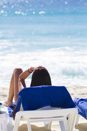 Tanning on the beach in Mexico.のeditorial素材