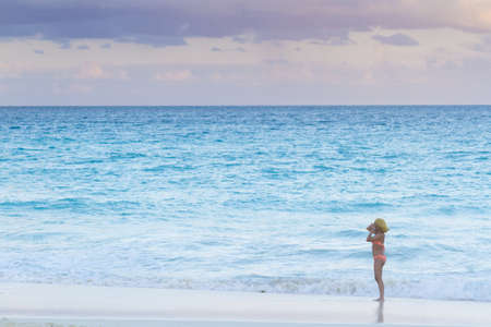 Vacationing on the beach of the Caribbean Sea.のeditorial素材