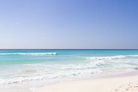 Vacationing on the beach of the Caribbean Sea.