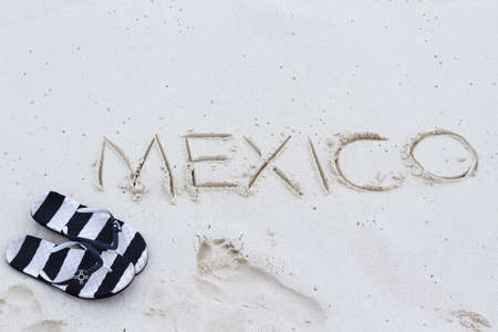 Mexico written on the sand.の写真素材