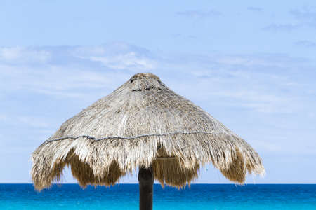 Beach umbrella at the Caribbean Sea.の写真素材