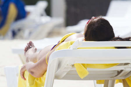 Vacationing on the beach of the Caribbean Sea.の写真素材