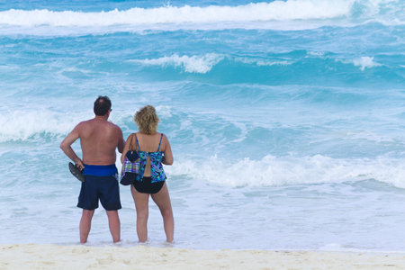 Vacationing on the beach of the Caribbean Sea.の写真素材