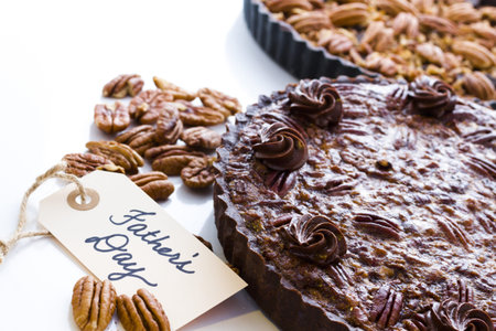 Chocolate pecan tart freshly baked.