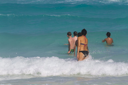 Tanning on the beach of Mexico.のeditorial素材
