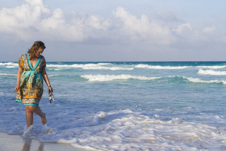 Vacationing on the beach of the Caribbean Sea.の写真素材