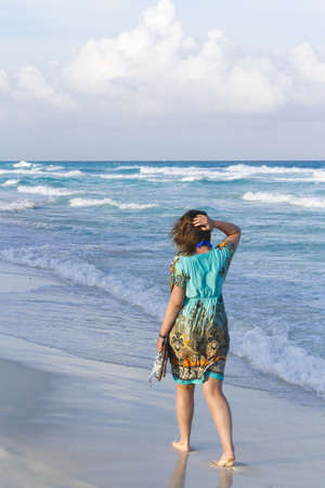 Vacationing on the beach of the Caribbean Sea.の写真素材