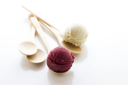 Gourmet mixed berry gelato on a white background.