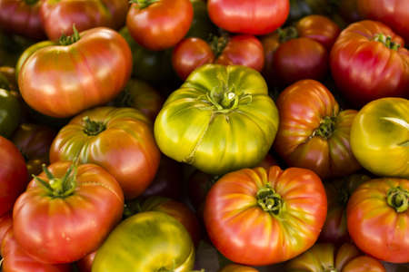 Fresh produce on sale at the local farmers market.の写真素材
