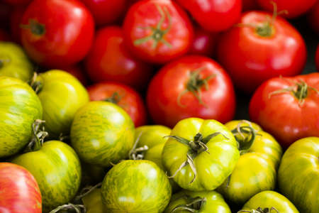 Fresh produce on sale at the local farmers market.の写真素材