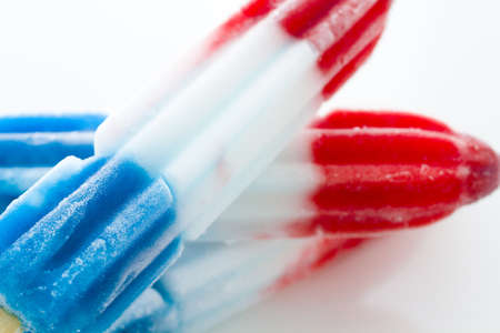 Popsicles with red, white, and blue colors.の写真素材