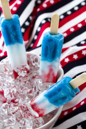 ice pop  with red, white, and blue colors.の写真素材