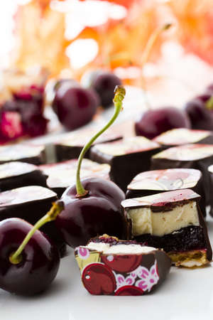 Cherry pie a la mode truffle for Thanksgiving.の写真素材