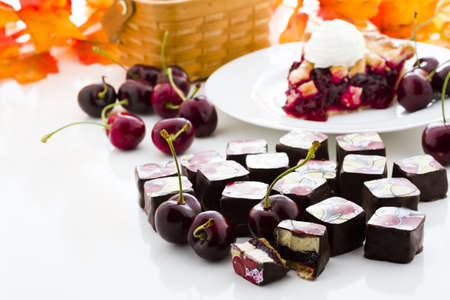 Cherry pie a la mode truffle for Thanksgiving.の写真素材