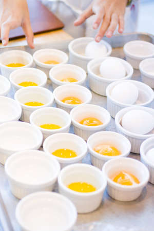 Raw ingredients for baking on the table.の写真素材