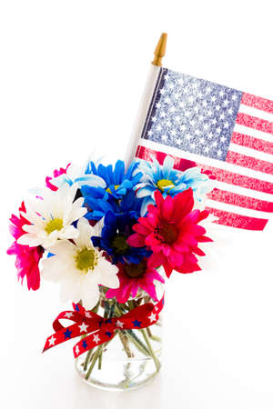 Patriotic holiday bouques with daisies for July 4th.の写真素材