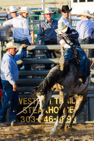2013 Cowboy Up rodeo in Kiowa, Colorado.のeditorial素材