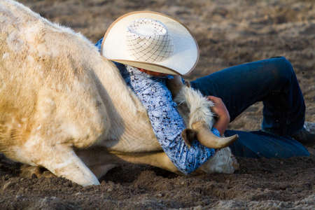 2013 Cowboy Up rodeo in Kiowa, Colorado.のeditorial素材