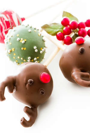 Cake pops decorated for Christmas.の写真素材