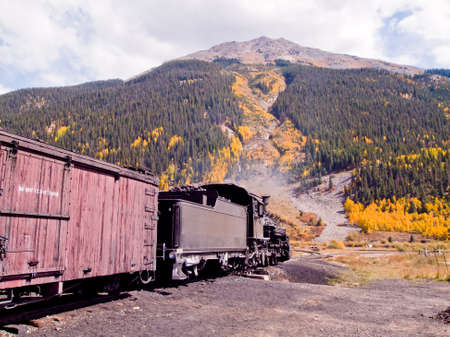 Steam locomotive engine. This train is in daily operation on the narrow gauge railroad between Durango and Silverton Coloradoのeditorial素材